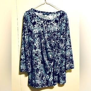 Tommy Hilfiger Black & Grey Design Top With 3/4 Sleeve